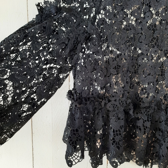 Broderie anglaise black lace peplum top - Picture 4 of 5